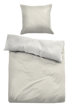Ternet sengetøj 150x210 cm - Stribet Sengelinned i 100% bomuld - Beige - Vendbart design - Tom Tailor